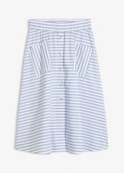 Spódnica z czystej bawełny. Niebieskie spódnice damskie bonprix, bez wzorów, z bawełny, rozkloszowane. Za 59.99 zł.