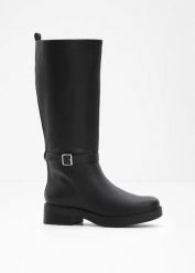 Kozaki. Czarne kozaki damskie bonprix, bez obcasa. Za 219.99 zł.