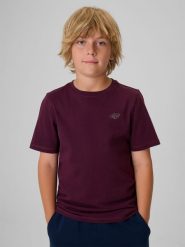 4F T-shirt regular gładki chłopięcy - burgundowy 134 (8-9 lat). Czerwone t-shirty dla chłopców 4f, bez wzorów, z bawełny, bez ramiączek. Za 29.99 zł.