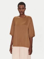 ViCOLO Bluzka TD0013 Brązowy Relaxed Fit. Brązowe bluzki damskie ViCOLO, s, bez wzorów, z wiskozy, bez kołnierzyka, bez ramiączek. Za 129.99 zł.