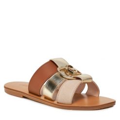 Klapki Liu Jo. Brązowe klapki damskie Liu Jo, bez wzorów, bez obcasa. Za 369.99 zł.