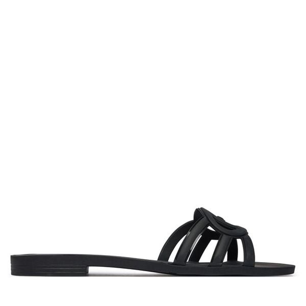 Klapki Guess. Czarne klapki damskie Guess, z aplikacjami, bez obcasa. Za 281.99 zł.