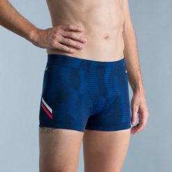 Bokserki pływackie męskie Nabaiji Fiti. Niebieskie kąpielówki męskie NABAIJI, l, bez wzorów, z elastanu, do pływania. Za 69.99 zł.
