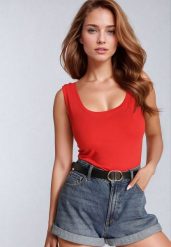 Czerwony Klasyczny Top z Bawełny Vimarissen. Czerwone bluzki damskie Born2be, l, bez wzorów, z bawełny, biznesowe, bez kołnierzyka, bez ramiączek. Za 19.99 zł.