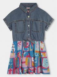 Billieblush Sukienka jeansowa U20181 Kolorowy Regular Fit. Sukienki dla dziewczynek Billieblush, bez wzorów, z bawełny, bez ramiączek. Za 269.99 zł.