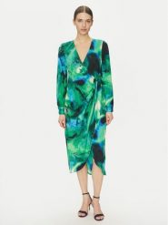 DKNY Sukienka koktajlowa DD4JYD34 Zielony Regular Fit. Zielone sukienki damskie DKNY, bez wzorów, z syntetyku, wizytowe, bez kołnierzyka, bez ramiączek. Za 389.99 zł.