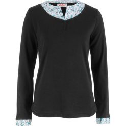 Shirt 2 w 1 z długim rękawem bonprix czarny. Bluzki damskie bonprix. Za 27.99 zł.