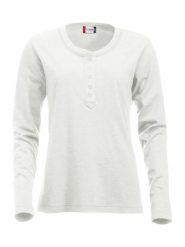 Clique Orlando Women — Damska koszulka z długim rękawem z listwą guzikową. Białe t-shirty damskie CLIQUE, s, bez wzorów, z bawełny, wizytowe, bez kołnierzyka. Za 135.15 zł.