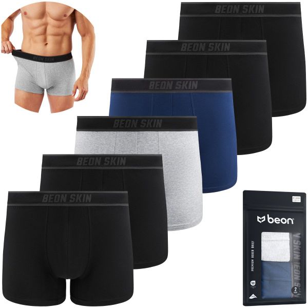 Bokserki męskie MB-G11 Coal Black 4x, Navy Blue 1x, Granite Grey 1x (M). Czarne bokserki męskie Beon, m, bez wzorów. Za 119.00 zł.