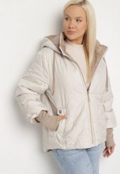 Jasnoszara Pikowana Kurtka z Kapturem i Przedłużonym Tyłem Tulunia. Szare kurtki damskie Born2be, plus size, z aplikacjami, z jeansu, z kapturem. Za 149.99 zł.