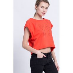Reebok - Top. Szare topy damskie Reebok, z bawełny, z okrągłym kołnierzem, z krótkim rękawem. W wyprzedaży za 59.90 zł.