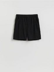 Szorty regular z lnem - czarny. Czarne szorty męskie Reserved, l, bez wzorów, z wiskozy. Za 119.99 zł.