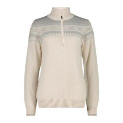 Damski sweter 1/2 zip CMP Wooltech. Białe swetry damskie CMP, na zimę, l, bez wzorów, z tkaniny, sportowe, bez kołnierzyka, bez ramiączek, bez kaptura. Za 342.50 zł.