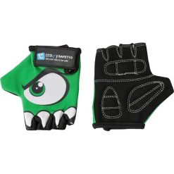 Rękawiczki rowerowe | Zielone | Crazy Safety | Refleksyjne oczy | S. Zielone rękawiczki dziecięce CRAZY SAFETY, bez wzorów, z lycry. Za 131.00 zł.
