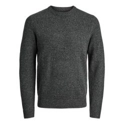 Sweter Jack & Jones Lambs czarny twist. Czarne swetry przez głowę męskie Jack&Jones, bez wzorów, bez kołnierzyka. Za 282.75 zł.