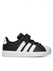 Adidas Sneakersy Streettalk JQ8593 Czarny. Czarne buty sportowe dziewczęce Adidas, bez wzorów, ze skóry, bez zapięcia. Za 199.99 zł.