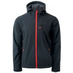 Kurtka męska Softshell Elbrus Iver - czarno-pomarańczowa, Rozmiar L. Brązowe kurtki męskie ELBRUS, l, bez wzorów, z dzianiny, bez kaptura. Za 194.99 zł.