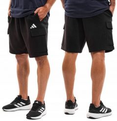 Spodenki męskie adidas Essentials Feelcozy Fleece Cargo. Czarne szorty męskie Adidas, m, bez wzorów, z bawełny, klasyczne. Za 141.99 zł.