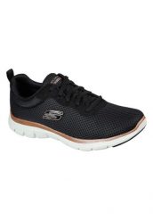 Buty do chodzenia damskie Skechers Flex Appeal 40. Czarne obuwie sportowe damskie Skechers, bez wzorów, z jeansu, trekkingowe. Za 279.99 zł.