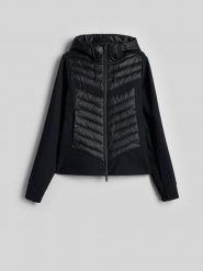 4F Kurtka narciarska hybrydowa z puchem naturalnym damska - czarna XL. Czarne kurtki damskie 4f, xl, bez wzorów, z puchu, bez kaptura, narciarskie. Za 499.99 zł.