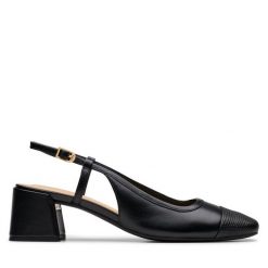 Sandały Clarks. Czarne sandały damskie Clarks, bez wzorów, bez obcasa, na słupku, bez zapięcia. Za 409.99 zł.