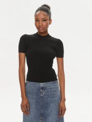 Hugo Bluzka Sarpharim 50514269 Czarny Slim Fit. Czarne bluzki damskie Hugo, s, bez wzorów, z wiskozy, bez kołnierzyka, bez ramiączek. Za 549.99 zł.