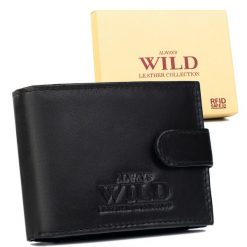 Portfel skórzany Always Wild [DH] 00IT-P-SCR czarny. Czarne portfele męskie bez wzorów, ze skóry. Za 34.00 zł.