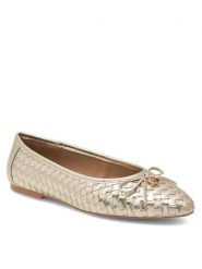 Nine West Baleriny 123AL1260 Złoty. Żółte baleriny damskie Nine West, bez wzorów, ze skóry, bez obcasa. Za 119.99 zł.