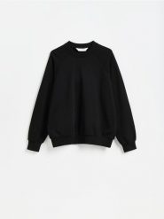 Gładka bluza oversize - czarny. Czarne bluzy męskie Reserved, l, bez wzorów, z bawełny, bez kaptura. Za 119.99 zł.