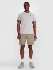 4F Spodenki treningowe szybkoschnące męskie - oliwkowe/khaki XL. Brązowe krótkie spodenki sportowe męskie 4f, m, w ażurowe wzory, z dzianiny, na fitness i siłownię. Za 149.99 zł.