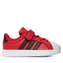 Sneakersy adidas. Czerwone trampki i tenisówki chłopięce Adidas, bez wzorów, bez zapięcia. Za 142.99 zł.