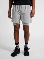Szorty 2 w 1 Newline Fast. Szare krótkie spodenki sportowe męskie Newline, xl, bez wzorów, z poliamidu, do biegania. Za 249.00 zł.