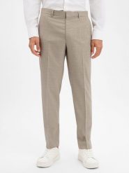 BOSS Spodnie z wełny dziewiczej - Leon Mężczyźni Regular Fit Sztuczne włókno brązowy marmurkowy, 56. Brązowe spodnie materiałowe męskie Boss, m, bez wzorów, z materiału, biznesowe. Za 649.95 zł.