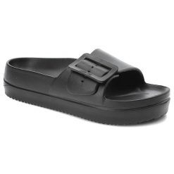 Czarne Klapki Big Star Wygodne Obuwie Damskie Na Platformie. Czarne klapki damskie Big Star, bez wzorów, z materiału, eleganckie, bez obcasa, na platformie. Za 79.99 zł.