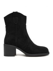JENNY Botki CEO-HYF2T651S-1 Czarny. Czarne botki damskie Jenny, z materiału, bez obcasa, na słupku, bez zapięcia. Za 169.99 zł.