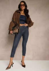 Granatowe Dopasowana Jeansy Skinny z Bawełną o Długości 3/4 Baliera. Niebieskie jeansy damskie Renee. Za 49.99 zł.