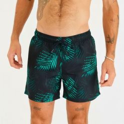 Spodenki surfingowe męskie Olaian 100 Palm 15". Niebieskie krótkie spodenki sportowe męskie OLAIAN, m, bez wzorów, z materiału. Za 49.99 zł.