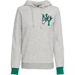 Bluza z kapturem bonprix jasnoszary melanż. Szare bluzy damskie bonprix, bez wzorów, z kapturem. Za 54.99 zł.