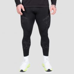 Legginsy męskie fitness bezszwowe slim czarne Static. Czarne legginsy sportowe męskie GYMBEAM, m, bez wzorów, z elastanu, do biegania. Za 130.90 zł.