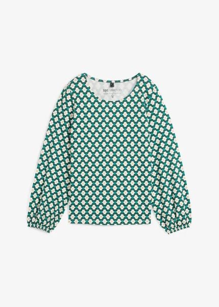 Bluzka z długim rękawem. Białe bluzki damskie bonprix, bez wzorów, eleganckie, bez kołnierzyka, bez ramiączek. Za 87.99 zł.