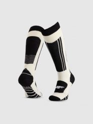 4F Skarpety narciarskie z wełną merino uniseks - białe 39-42. Białe skarpety męskie 4f, bez wzorów, prążkowane. Za 99.99 zł.