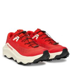 Buty do biegania Salomon. Czerwone buty sportowe męskie Salomon, bez zapięcia, do biegania. Za 639.99 zł.