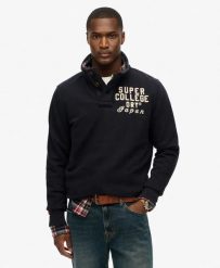 Superdry Vintage Athletic sweter z półrozpięciem. Niebieskie swetry przez głowę męskie Superdry., m, z aplikacjami, z bawełny, bez kołnierzyka. Za 387.20 zł.