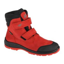 Buty 4F Trek HJZ21-JOBMW250-62S czerwone. Czerwone buty sportowe chłopięce bez wzorów, z gumy, bez zapięcia, trekkingowe. Za 388.82 zł.