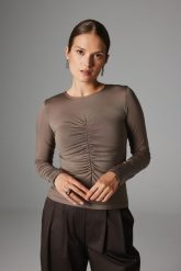 BLUZKA FLORA TAUPE L - Flawless. Bluzki damskie Flawless, l, bez wzorów, z dzianiny, bez kołnierzyka, bez ramiączek. Za 249.00 zł.