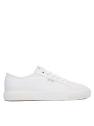 Calvin Klein Trampki Vulc Laceup Cv HM0HM02121 Biały. Białe trampki męskie Calvin Klein, bez wzorów, z materiału, bez zapięcia. Za 329.99 zł.