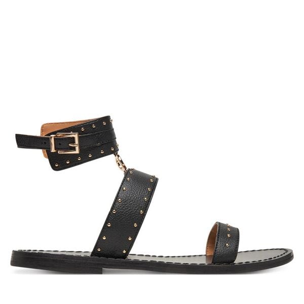 Sandały TWINSET. Czarne sandały damskie Twinset, bez wzorów, bez obcasa, na płaskiej podeszwie, bez zapięcia. Za 359.99 zł.