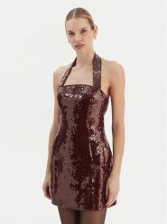 Bardot Sukienka koktajlowa Nevelle 59857DB2 Bordowy Slim Fit. Czerwone sukienki damskie Bardot, bez wzorów, z syntetyku, wizytowe, bez kołnierzyka, bez ramiączek. Za 729.99 zł.