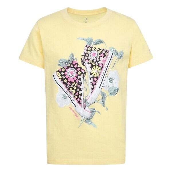 Koszulka dla dziewczynki Converse Floral Sneaker. Żółte t-shirty i topy dla dziewczynek Converse, bez wzorów, z materiału, bez ramiączek. Za 107.50 zł.
