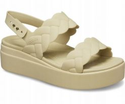 Sandały dla Kobiet Crocs Brooklyn Woven Upper Low Wedge. Brązowe sandały damskie Crocs, bez wzorów, z materiału, bez obcasa, na platformie, bez zapięcia. Za 289.99 zł.